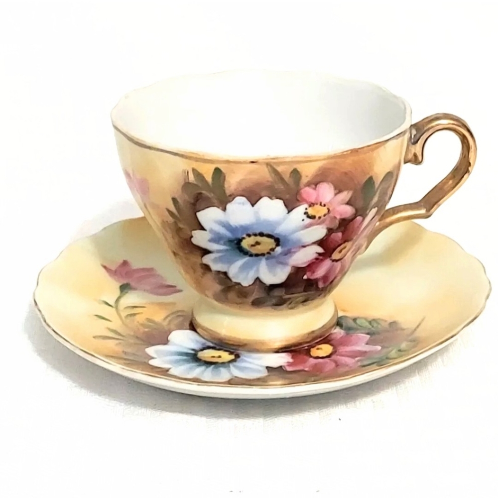 Enesco Floral Teacup & Saucer E1432